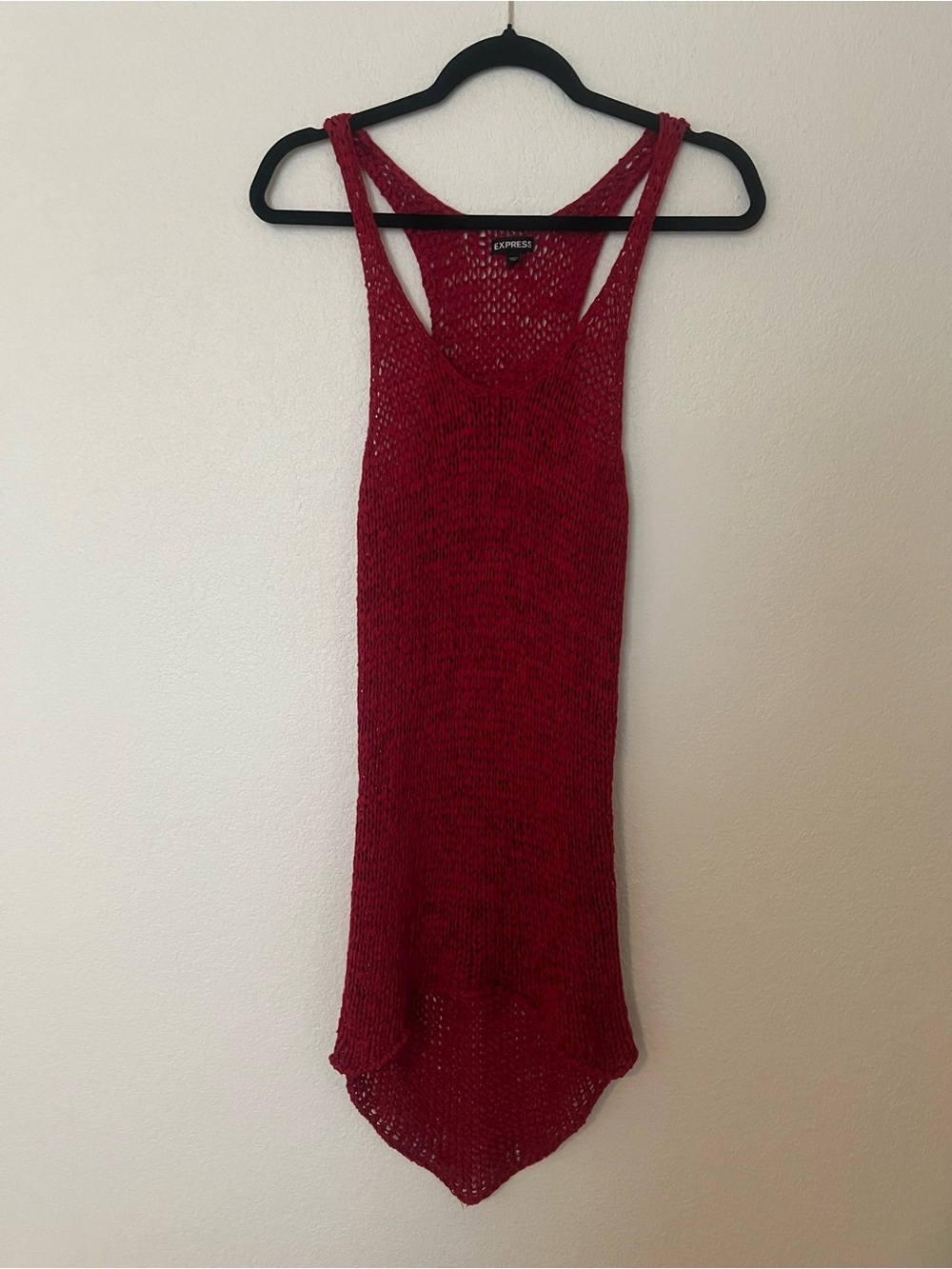 Express Red Open-Knit Racerback Tank
